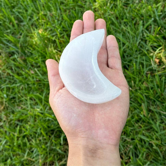 Selenite Crescent Moon Dish