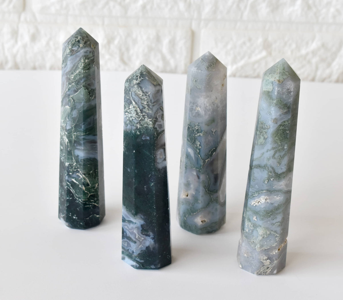 Moss Agate Crystal Tower